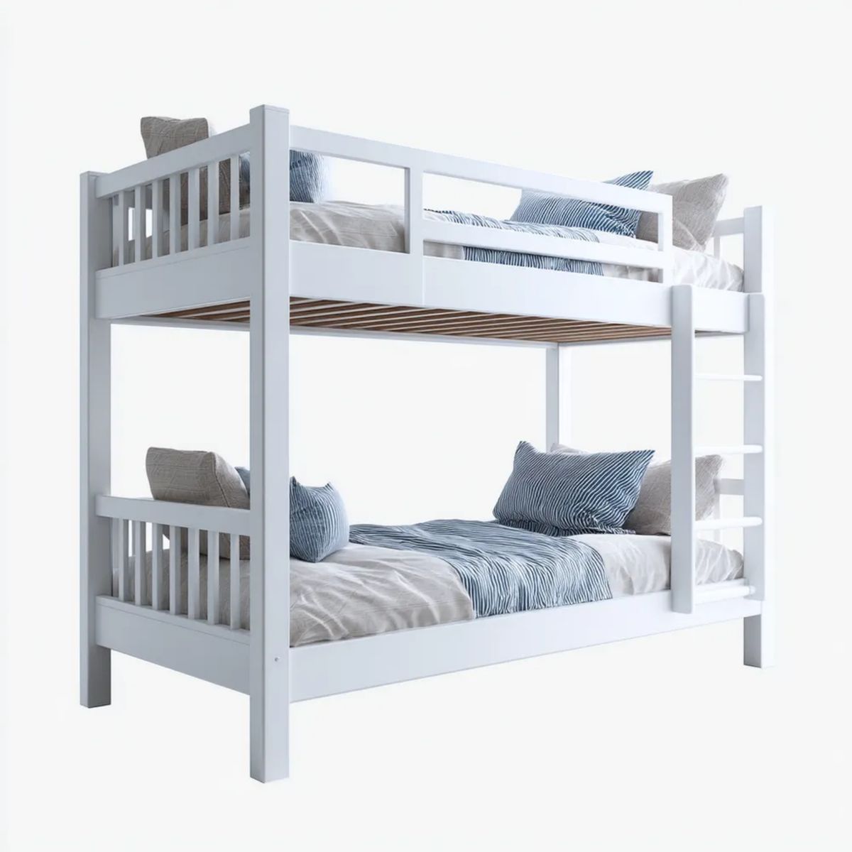Białe drewniane łóżko piętrowe dziecięce 90 x 200 cm