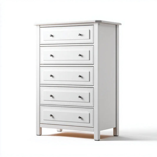 Biała komoda z płyty MDF z 5 szufladami, 80 x 40 x 120 cm